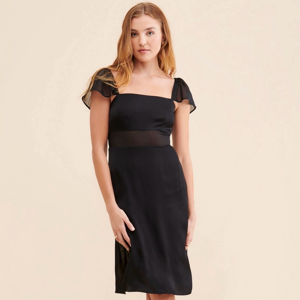 Anthropologie sheer flutter sleeve dress - size 18
